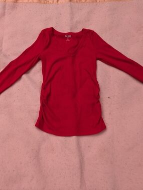 Old Navy Maternity Bright Red V-Neck Long Sleeve Top